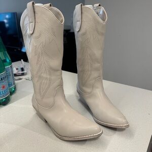 Dolce Vita Cream Heeled Cowboy Boots